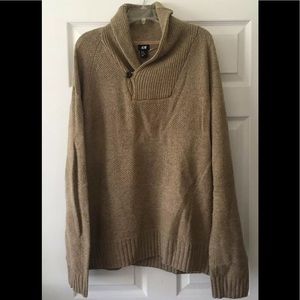 H&M Mens Sweater Pull Over Tan Brown Wool Blend XL